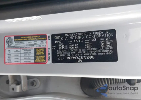 2020 Kia Sportage Lx z USA, uszkodzony, nr VIN KNDPMCAC3L7750808